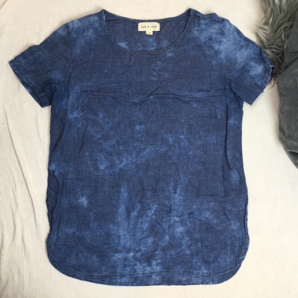 Cloth & Stone short Sleeve tie dye grid tee